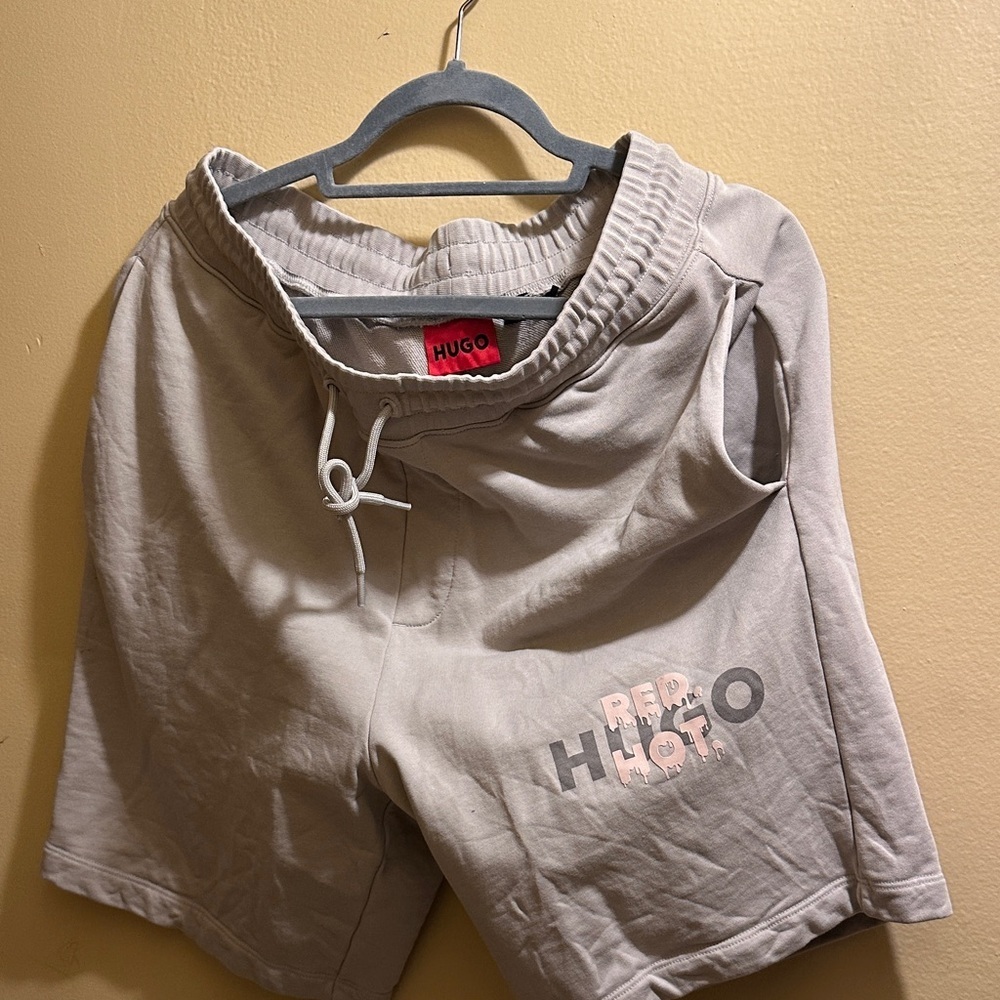 HUGO Light Gray Drawstring Shorts
